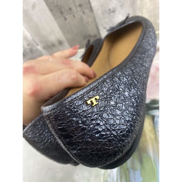 Tory Burch Laila Ballet Flat in Blue Metallic Size 11 - Picture 4 of 11